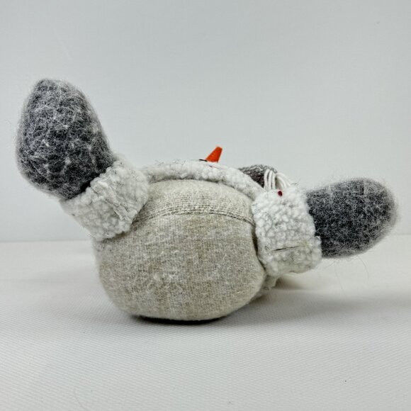 Handmade Snowman Plush Doll Knit Hat Sweater and Scarf Weighted Winter Decor 13" - Picture 6 of 10